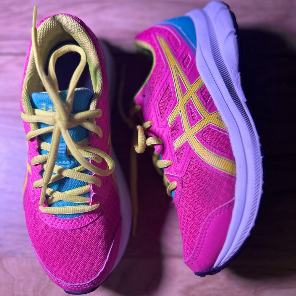 ASICS Kids' Vibrant Pink and Neon Yellow Sneakers - Picture 3 of 10